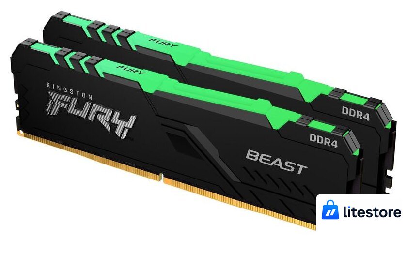 Оперативная память Kingston FURY Beast RGB 2x16ГБ DDR4 3200МГц KF432C16BB12AK2/32 - Изображение №1 — Лайт Стор