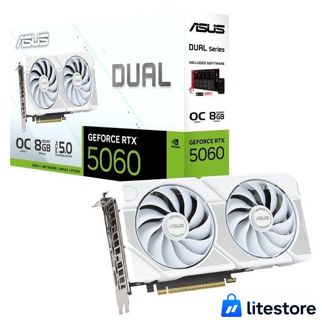 Видеокарта ASUS Dual GeForce RTX 5060 8GB GDDR7 White OC Edition DUAL-RTX5060-O8G-WHITE - Изображение №12 — Лайт Стор