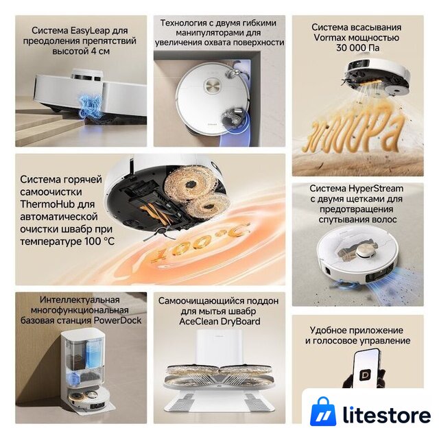 Робот-пылесос Dreame Robot Vacuum L50s Pro Ultra White RLL88HE (евровилка, белый) - Изображение №13 — Лайт Стор