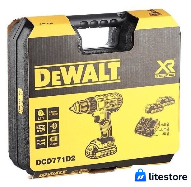 Дрель-шуруповерт DeWalt DCD771D2 (с 2-мя АКБ 2 Ah) - Изображение №3 — Лайт Стор