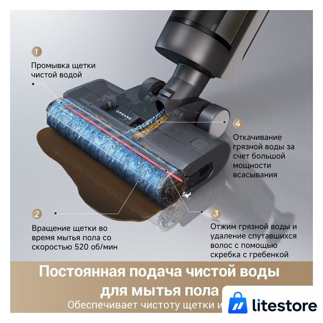Вертикальный моющий пылесос Dreame G10 Pro Wet and Dry Vacuum (евровилка) - Изображение №9 — Лайт Стор