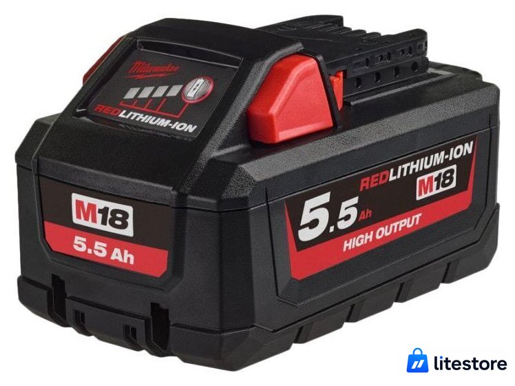 Аккумулятор с зарядным устройством Milwaukee M18 HNRG-552 (18В/5.5 Ah + 12-18В) - Изображение №2 — Лайт Стор