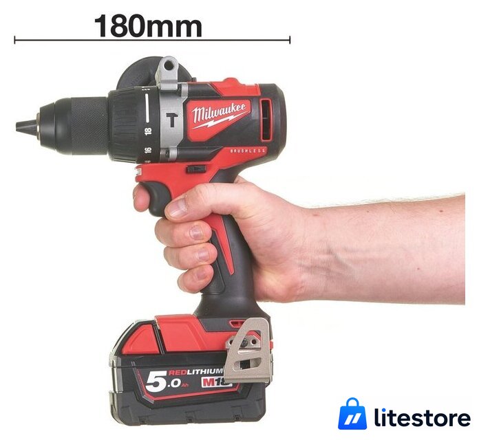 Ударная дрель-шуруповерт Milwaukee M18 BLPD2-502X 4933464517 (с 2-мя АКБ 5 Ач, кейс) - Изображение №3 — Лайт Стор