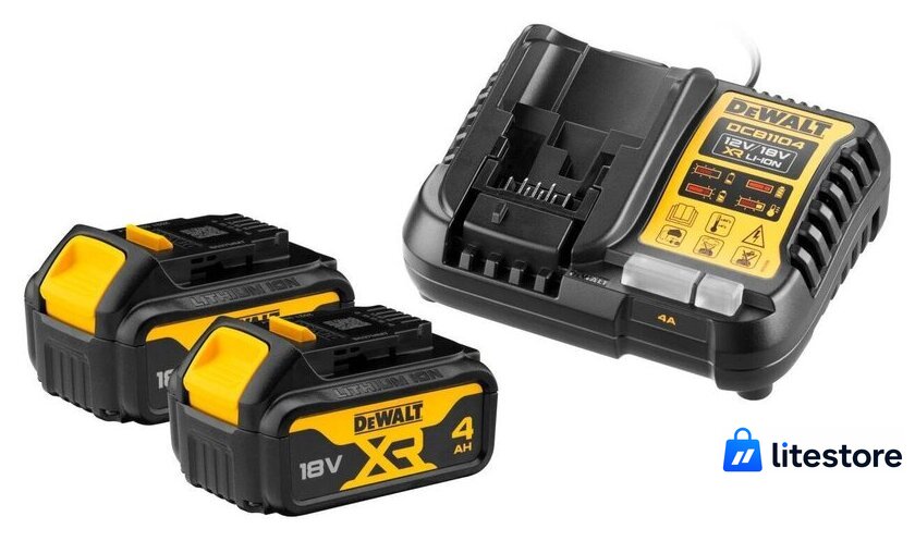 Аккумулятор с зарядным устройством DeWalt DCB1104M2 (18В/2x4 Ач) - Изображение №1 — Лайт Стор