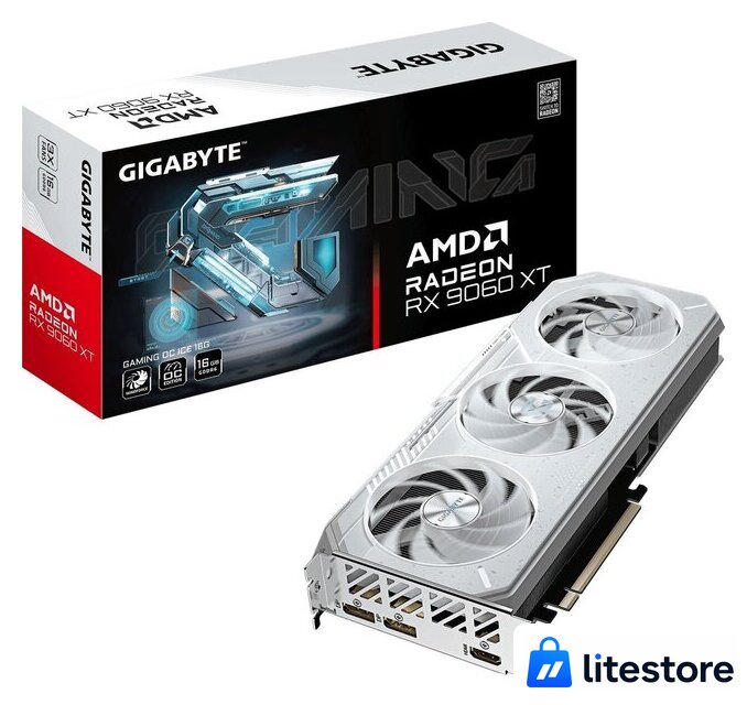 Видеокарта Gigabyte Radeon RX 9060 XT Gaming OC Ice 16G GV-R906XGAMINGOCICE-16GD - Изображение №10 — Лайт Стор