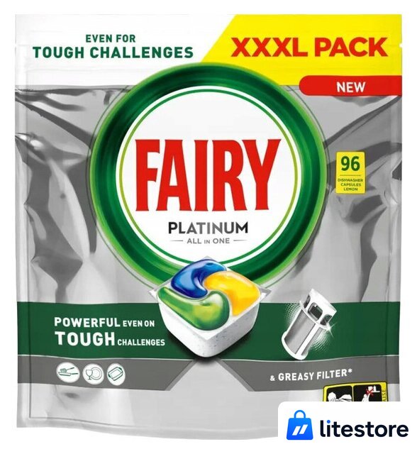 Капсулы для посудомоечной машины Fairy Platinum Lemon All in 1 (96 шт) - Изображение №1 — Лайт Стор