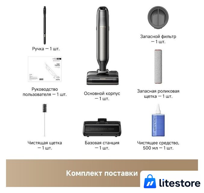 Вертикальный моющий пылесос Trouver Wet and Dry Vacuum M50 Ultra HMH28A (евровилка) - Изображение №5 — Лайт Стор
