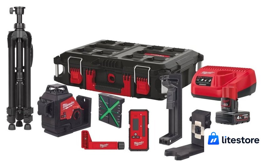 Лазерный нивелир Milwaukee M12 3PLKIT-401P 4933478960 (с 1-им АКБ, кейс) - Изображение №1 — Лайт Стор