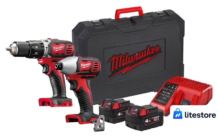  Milwaukee M18 BPP2C-402C 4933443552 (шуруповерт, винтоверт, 2 АКБ, кейс) - Изображение №1 — Лайт Стор