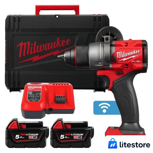 Дрель-шуруповерт Milwaukee M18 FUEL M18ONEDD3-502X 4933492802 (с 2-мя АКБ 5 Ач, кейс) - Изображение №1 — Лайт Стор
