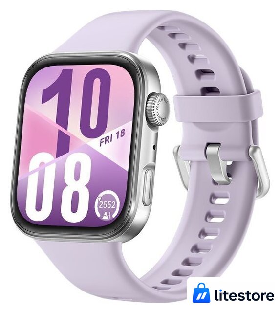 Умные часы Huawei Watch FIT 4 (серебристый, с сиреневым силиконовым ремешком, международная версия) - Изображение №1 — Лайт Стор