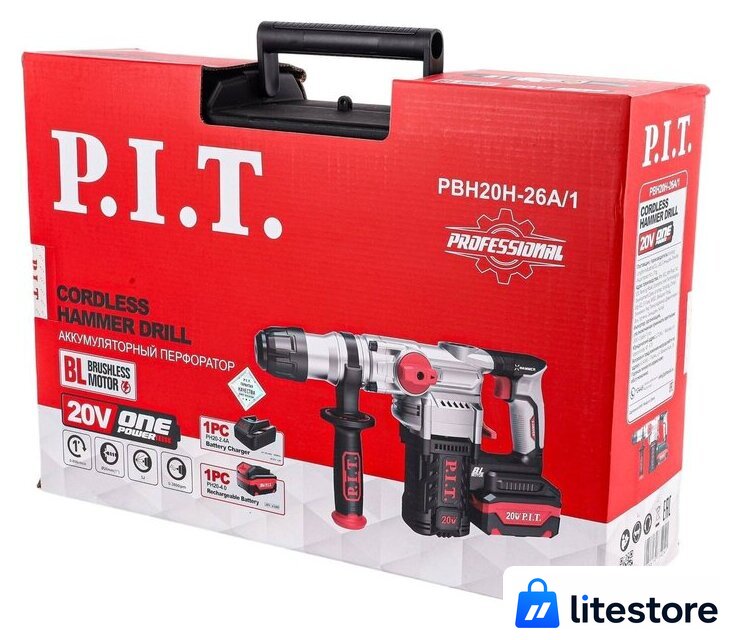 Перфоратор P.I.T. PBH20H-26A/1 (с 1-им АКБ, кейс) - Изображение №10 — Лайт Стор