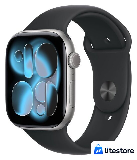 Умные часы Apple Watch Series 11 46 мм (алюминиевый корпус, космический серый/черный, спортивный силиконовый ремешок M/L) - Изображение №1 — Лайт Стор