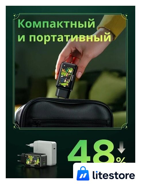 Сетевое зарядное Ugreen CD244 10335GI (черный) - Изображение №8 — Лайт Стор