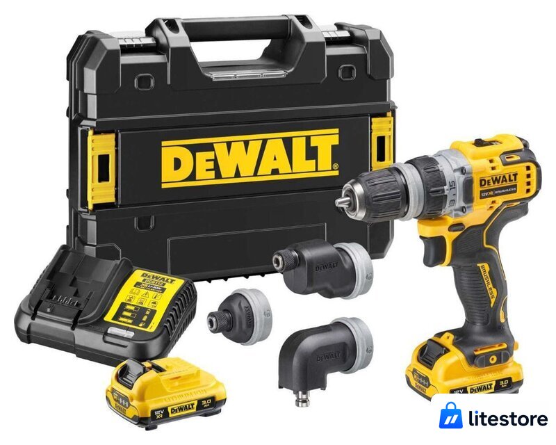 Дрель-шуруповерт DeWalt DCD703L2T (с 2-мя АКБ, кейс, набор патронов) - Изображение №1 — Лайт Стор