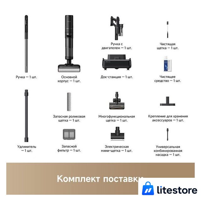 Пылесос Dreame H12 Dual FlexReach Wet and Dry Vacuum HHV31A (евровилка, черный) - Изображение №17 — Лайт Стор