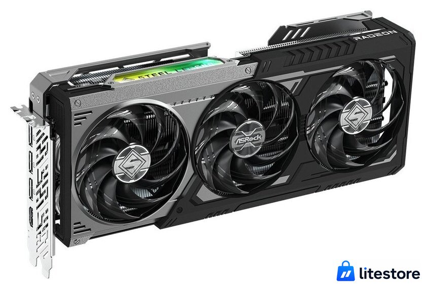 Видеокарта ASRock AMD Radeon RX 9070 XT Steel Legend Dark 16GB RX9070XT SLD 16G - Изображение №1 — Лайт Стор