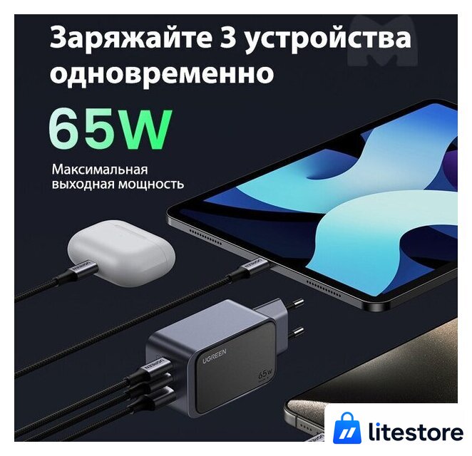 Сетевое зарядное Ugreen X553 35042 - Изображение №7 — Лайт Стор