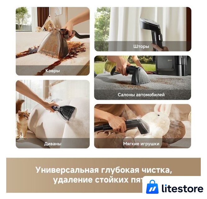 Пылесос Dreame Portable Carpet Spot Cleaner N20 Steam HNR27A (евровилка, черный) - Изображение №10 — Лайт Стор