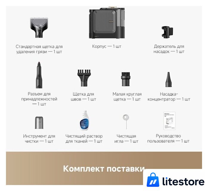 Пылесос Dreame Portable Carpet Spot Cleaner N20 Steam HNR27A (евровилка, черный) - Изображение №9 — Лайт Стор