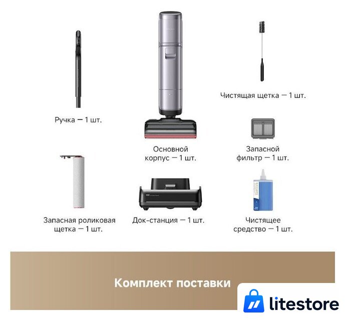 Вертикальный моющий пылесос Dreame H16 Pro Steam Wet and Dry Vacuum HHR48F (евровилка) - Изображение №6 — Лайт Стор