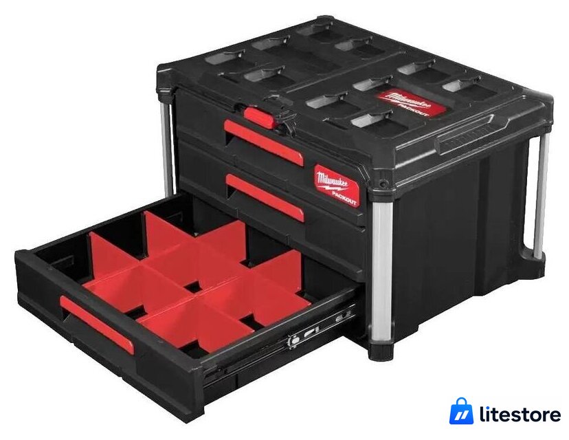 Ящик для инструментов Milwaukee Packout 3 Drawer Tool Box 4932472130 - Изображение №8 — Лайт Стор
