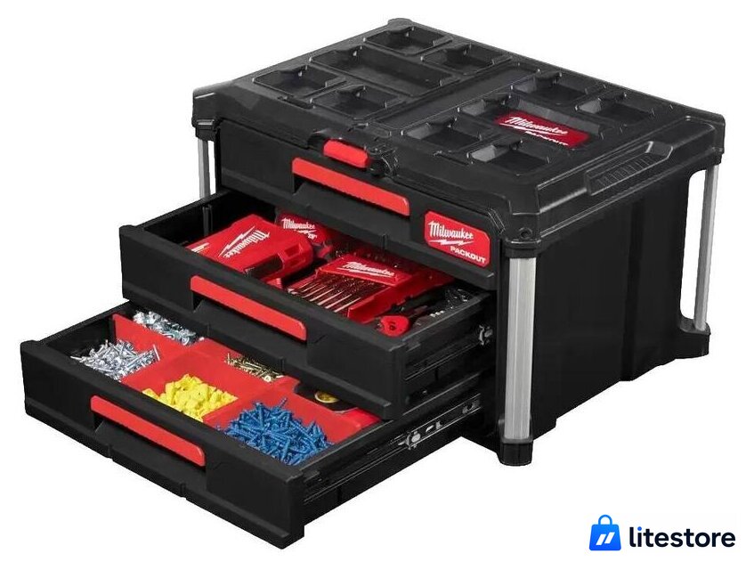 Ящик для инструментов Milwaukee Packout 3 Drawer Tool Box 4932472130 - Изображение №4 — Лайт Стор