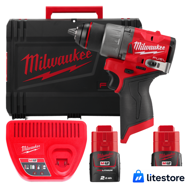 Дрель-шуруповерт Milwaukee M12 FUEL M12FDD2-202X 4933479873 (с 2-мя АКБ 2 Ач, кейс) - Изображение №1 — Лайт Стор