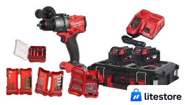 Ударная дрель-шуруповерт Milwaukee M18 FUEL Promo FPD3100P-502P 4933498240 (с 2-мя АКБ 5 Ач, кейс, набор оснастки) - Изображение №1 — Лайт Стор