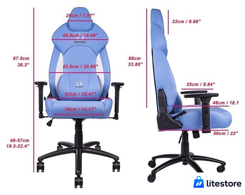 Игровое (геймерское) кресло Thermaltake V Comfort (синий/белый) - Изображение №15 — Лайт Стор