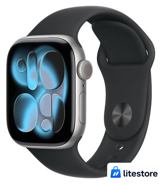 Умные часы Apple Watch Series 11 42 мм (алюминиевый корпус, космический серый/черный, спортивный силиконовый ремешок M/L) - Изображение №1 — Лайт Стор