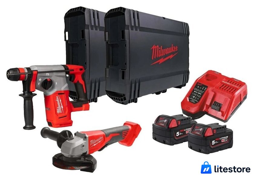  Milwaukee M18 BLPP2G-502X 4933498575 (перфоратор, болгарка, 2 АКБ, кейс) - Изображение №1 — Лайт Стор