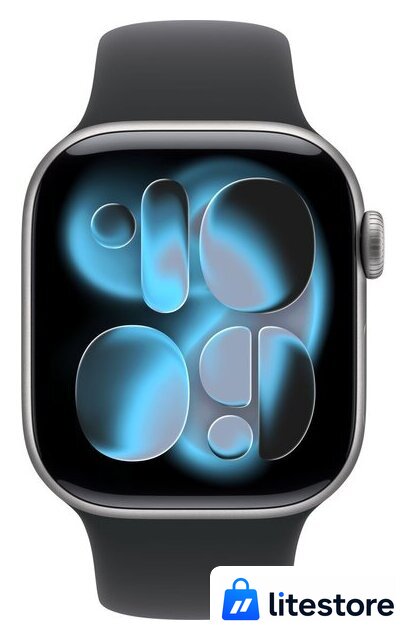 Умные часы Apple Watch Series 11 42 мм (алюминиевый корпус, космический серый/черный, спортивный силиконовый ремешок S/M) - Изображение №2 — Лайт Стор
