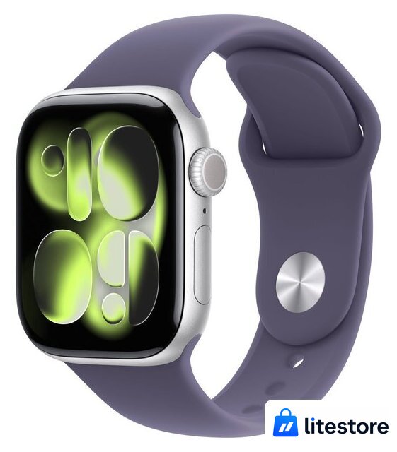 Умные часы Apple Watch Series 11 42 мм (алюминиевый корпус, серебристый/фиолетовый туман, спортивный силиконовый ремешок M/L) - Изображение №1 — Лайт Стор