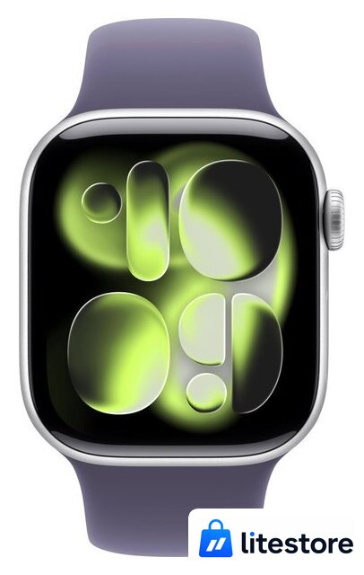 Умные часы Apple Watch Series 11 42 мм (алюминиевый корпус, серебристый/фиолетовый туман, спортивный силиконовый ремешок M/L) - Изображение №2 — Лайт Стор