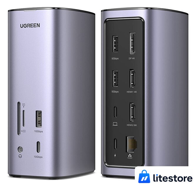 Док-станция Ugreen USB C Triple Display Docking Station 12-in-1 90325 - Изображение №1 — Лайт Стор