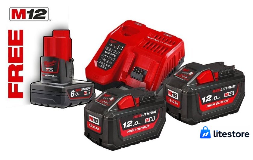 Аккумулятор с зарядным устройством Milwaukee M18 HNRG-122 4933464261 (2x12 Ач + 1x6 Ач/12-18В) - Изображение №1 — Лайт Стор