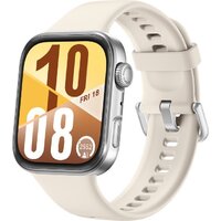 Huawei Watch FIT 4 (серебристый, с бежевым силиконовым ремешком, международная версия)