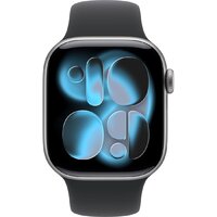 Умные часы Apple Watch Series 11 42 мм (алюминиевый корпус, космический серый/черный, спортивный силиконовый ремешок S/M) - Превью изображения №2 — Лайт Стор